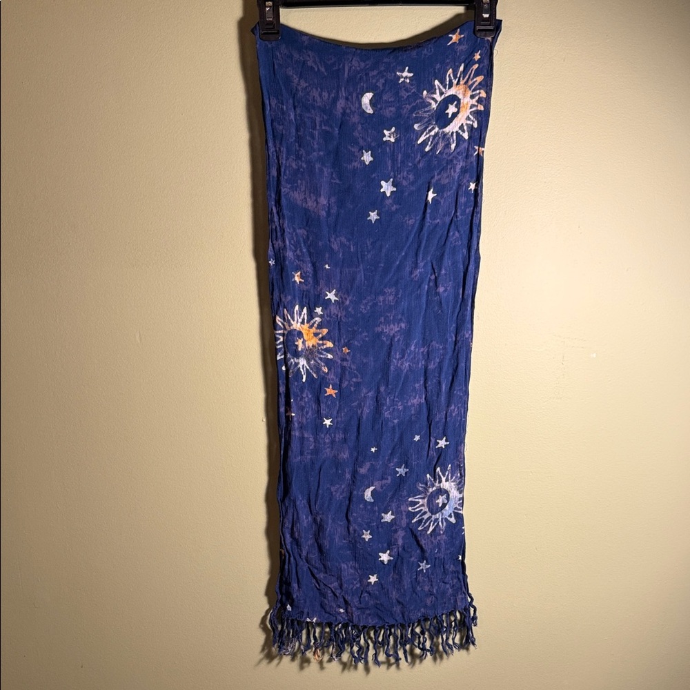 Blue Celestial Sun & Star Scarf